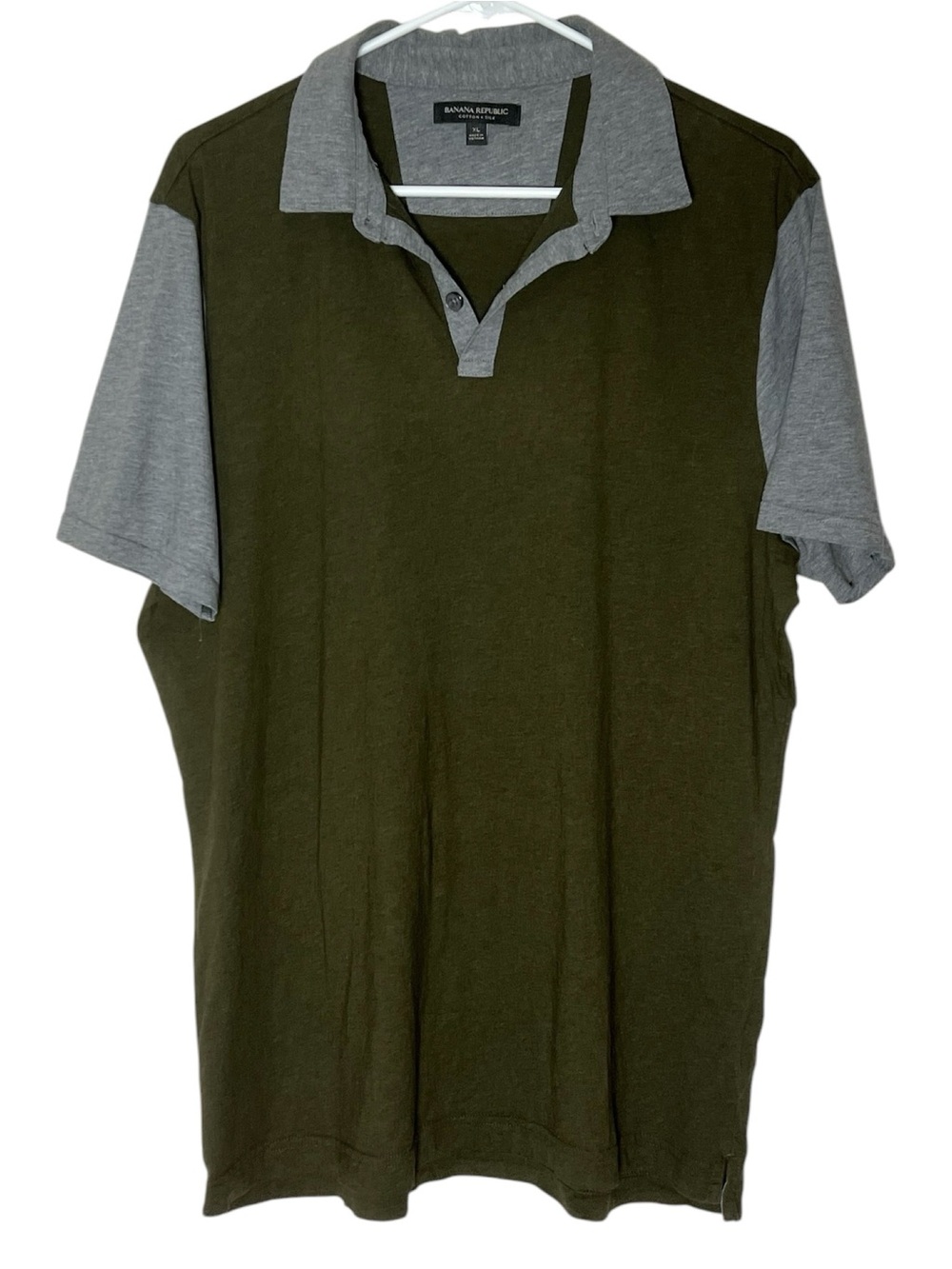 Banana Republic Silk & Cotton green & grey men’s polo shirt size XL